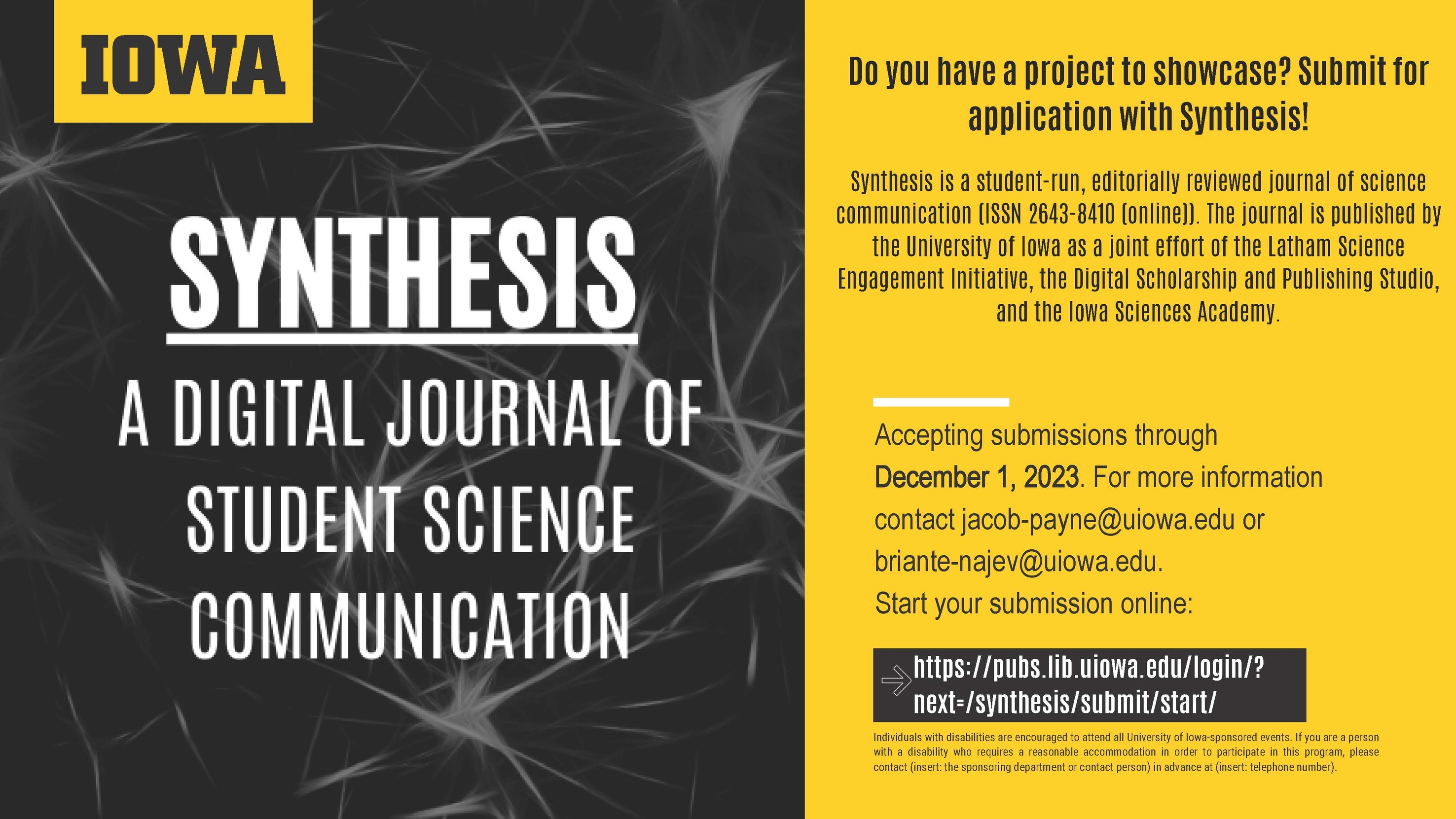 synthesis journal submissions open 